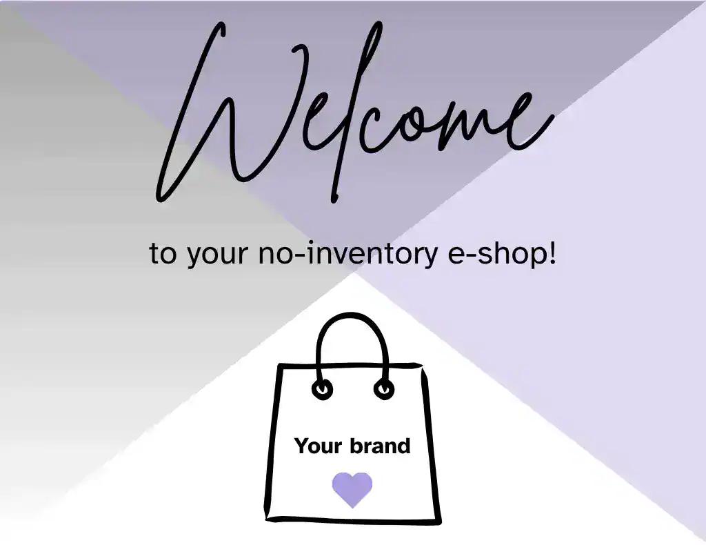 A shopping bag with a "welcome" sign above it.