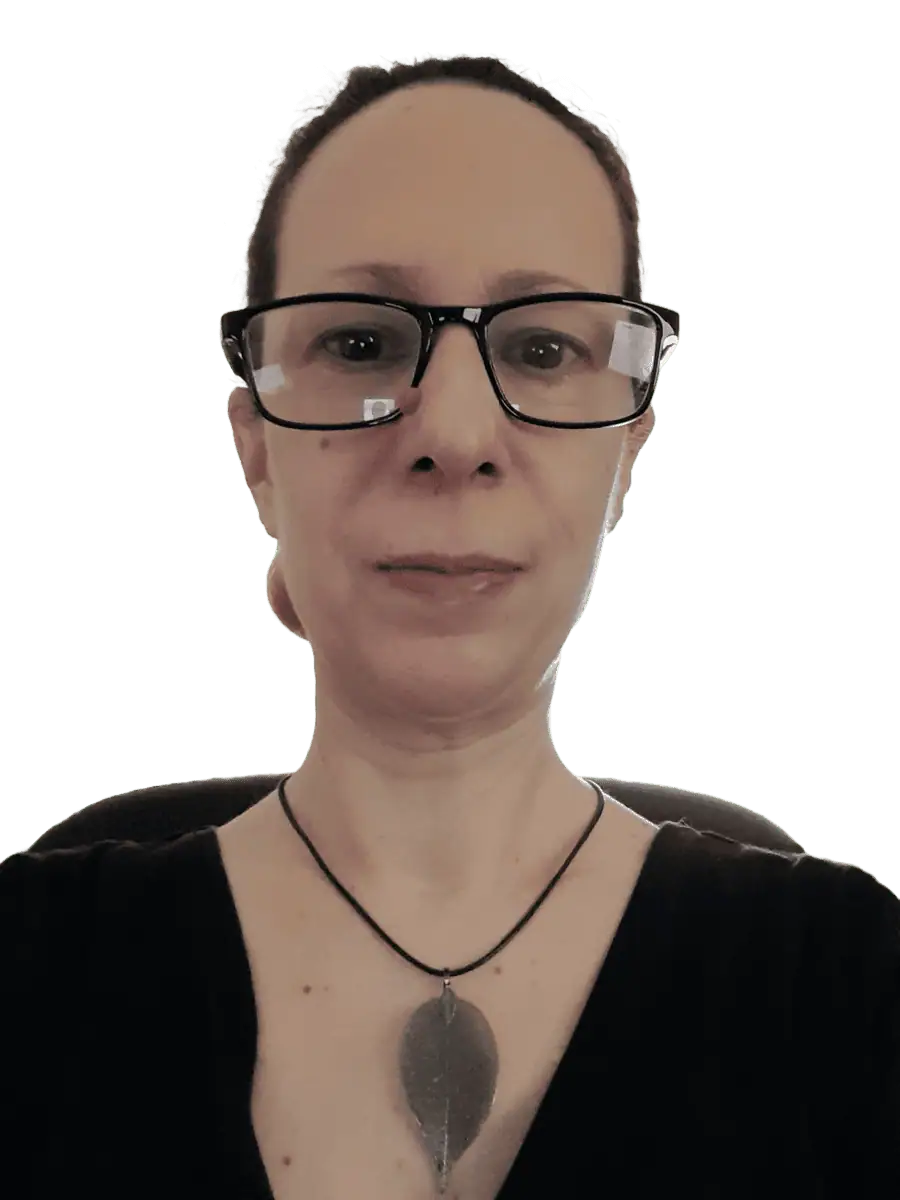 irene koukia aug 2026 (no background) 900 An image of Irene Koukia with glasses, at her desk.